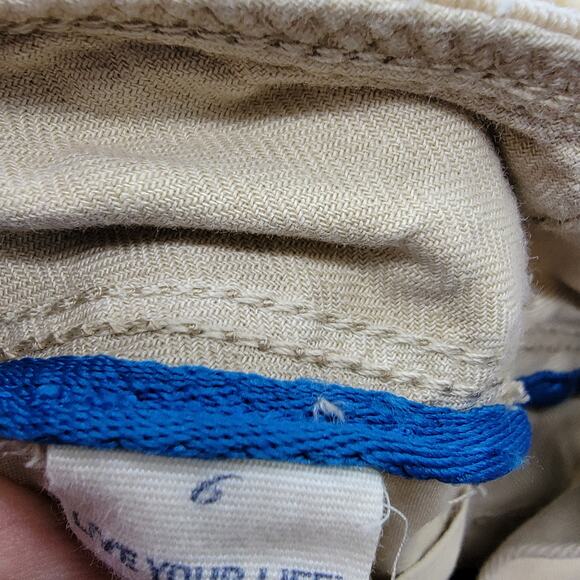 American Eagle Outfitters 100% Cotton Bleach Dye Low Waist Flare Pants - Size 6 - Picture 6 of 10